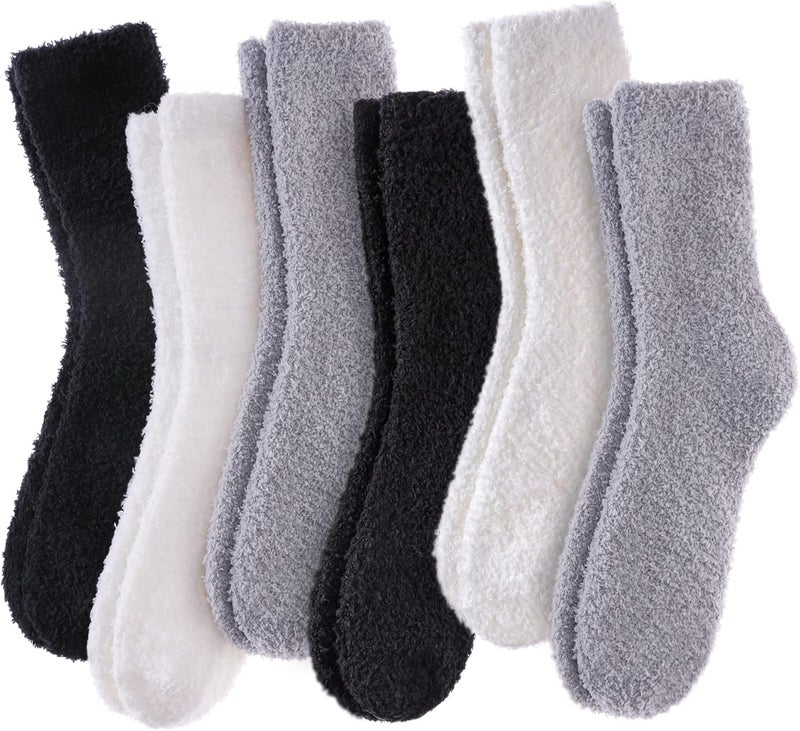 LINEMIN Womens Fuzzy Socks Cozy Fluffy Winter Warm Slipper Socks Microfiber Soft Home Sleeping Socks - Image 1